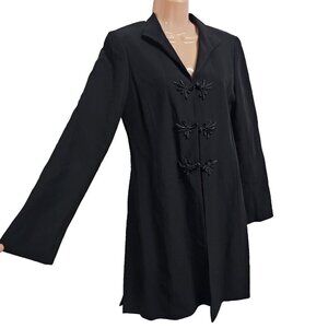 Lafayette 148 New York Oriental Inspiration Women Coat Jacket Size 4 Black